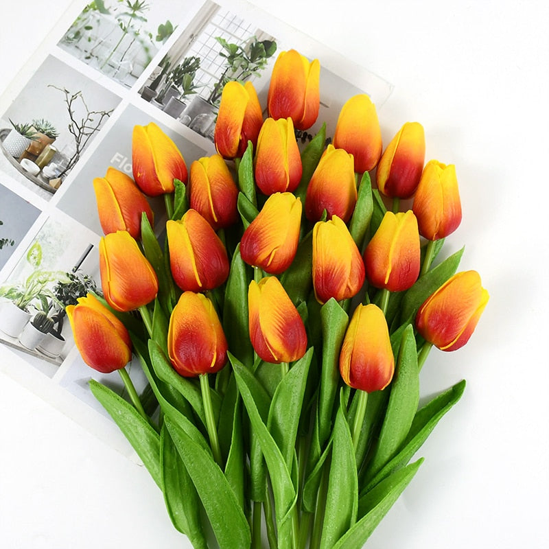 35 cm Tulip Flower Artificial Tulip Bouquet 10/5Pcs PE foam Fake Flower for wedding Ceremony Decor Home Garden Bouquet Decor