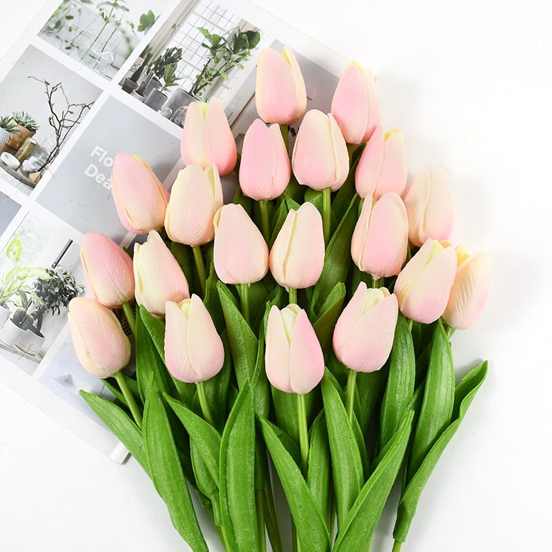 35 cm Tulip Flower Artificial Tulip Bouquet 10/5Pcs PE foam Fake Flower for wedding Ceremony Decor Home Garden Bouquet Decor