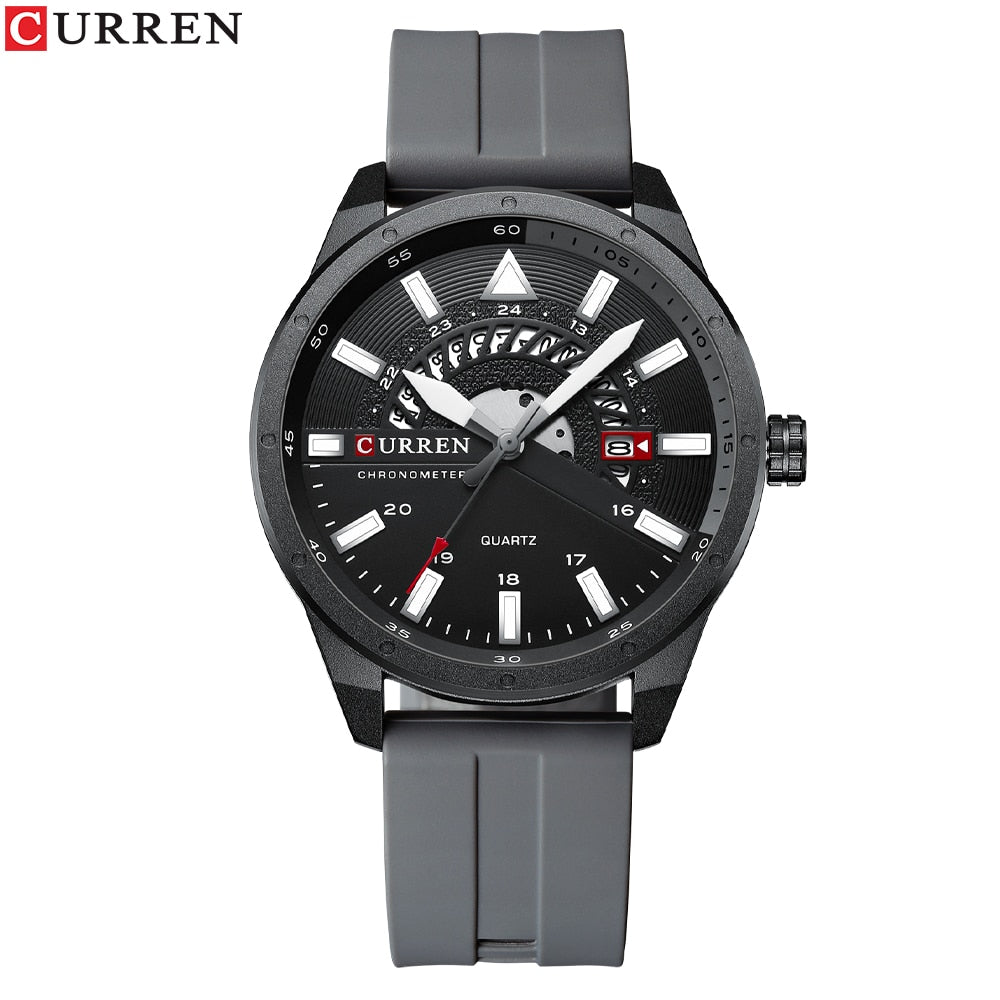 CURREN Fashion Men Watch Top Brand Luxury Waterproof Sport Mens Watches Silicone Automatic Date Military Wristwatch