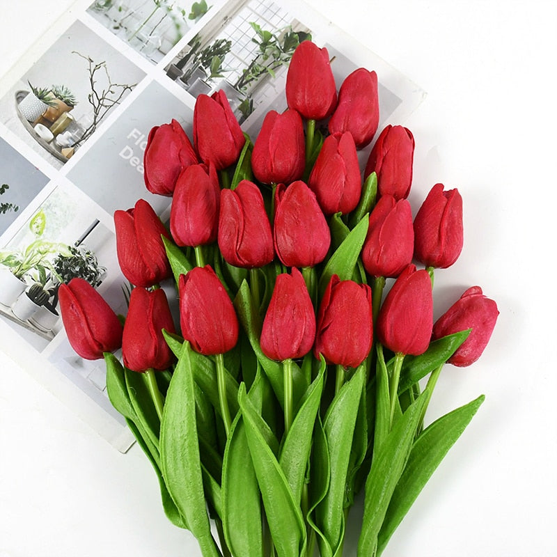 35 cm Tulip Flower Artificial Tulip Bouquet 10/5Pcs PE foam Fake Flower for wedding Ceremony Decor Home Garden Bouquet Decor