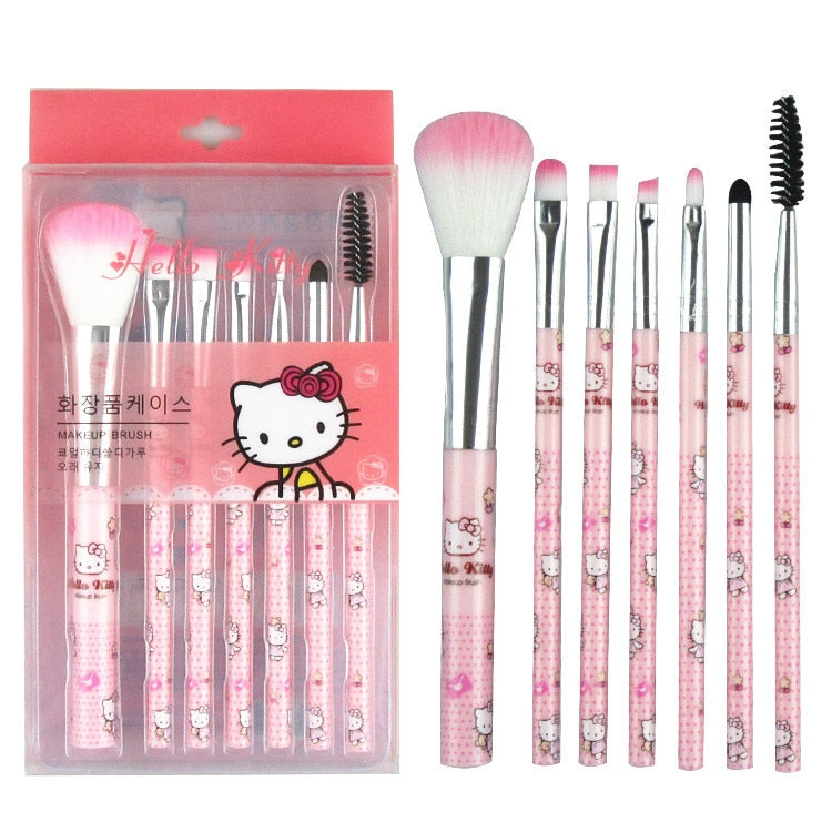 Sanrio Makeup Brush Set Hello Kitty Anime Fashion Jewelry Blush Eyebrow Lip Eyeshadow Brush Beauty Tools Girls Gift with Box