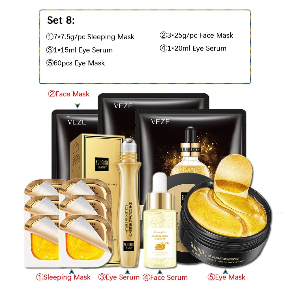 Skincare Product Sakura Set Whitening Cream 24k Serum Skin Care Kit Face Mask Facial Products Kit Face Care Women Beauty Health