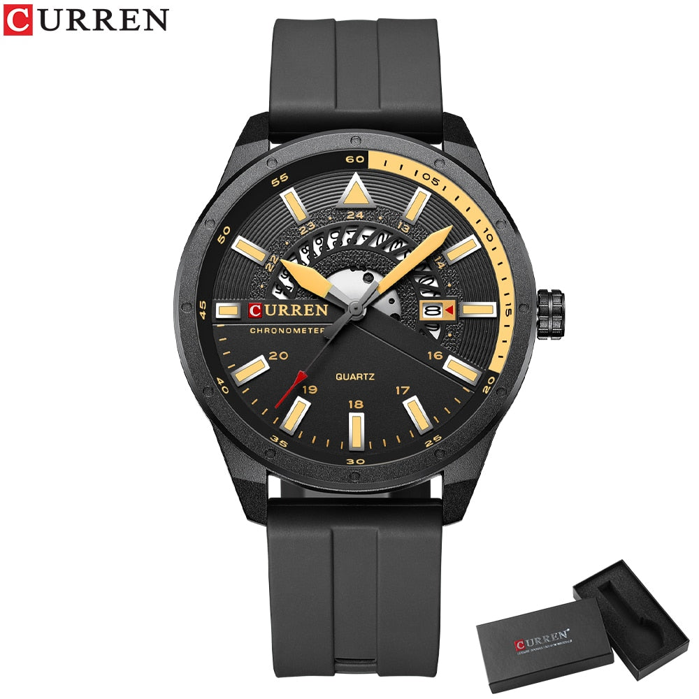 CURREN Fashion Men Watch Top Brand Luxury Waterproof Sport Mens Watches Silicone Automatic Date Military Wristwatch