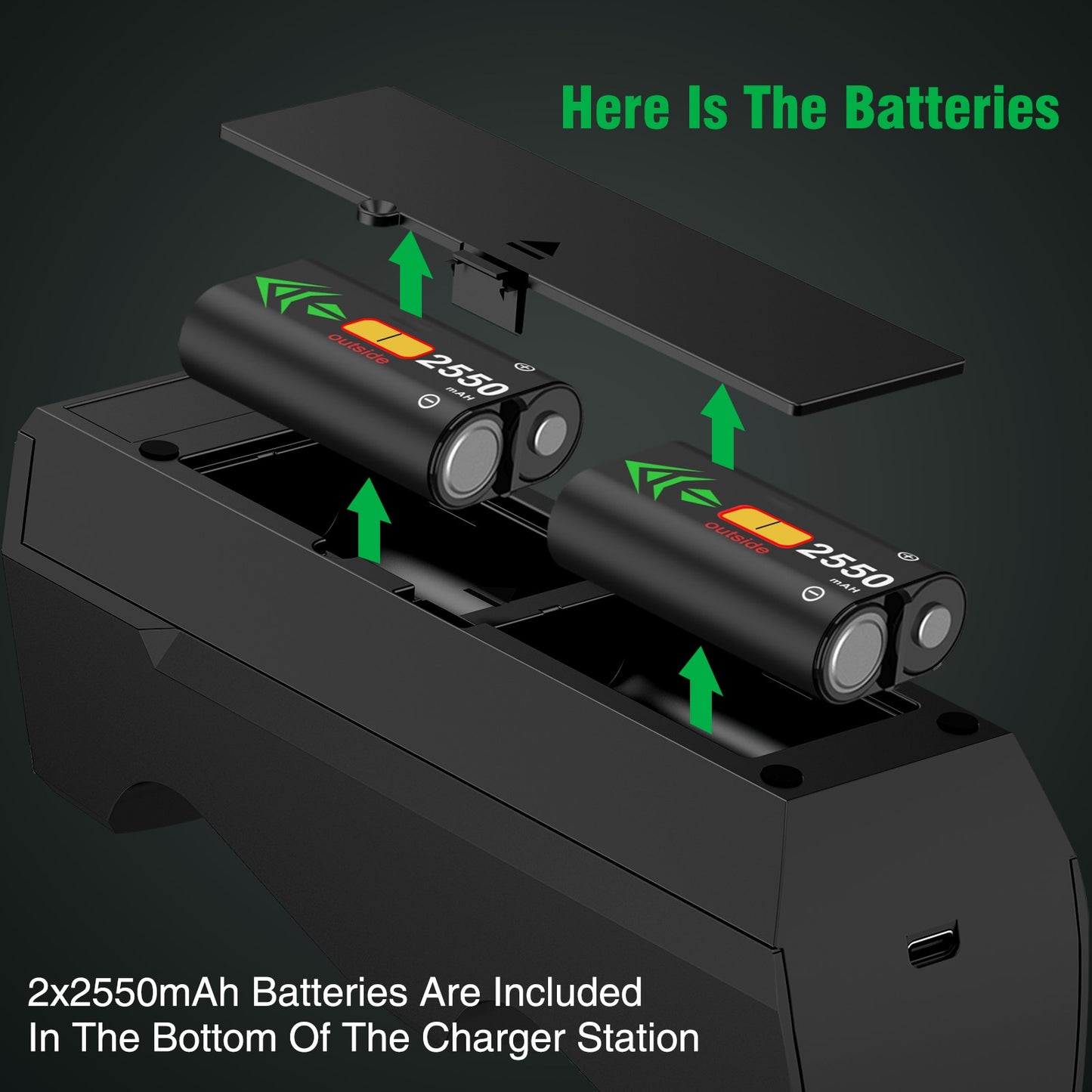 Fast Charger Station For Xbox Series X/S/Xbox One S/X/Xbox One Wireless Controller + 2 x 2550mAh Rechargeable Battery With Cover