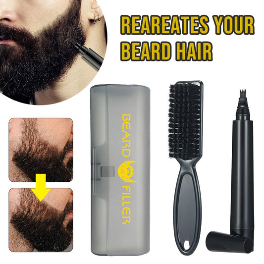 New Hot sale Beard Pen Beard Filler Pencil And Brush Beard Enhancer Waterproof Moustache Coloring Shaping Tools Hair Pencil