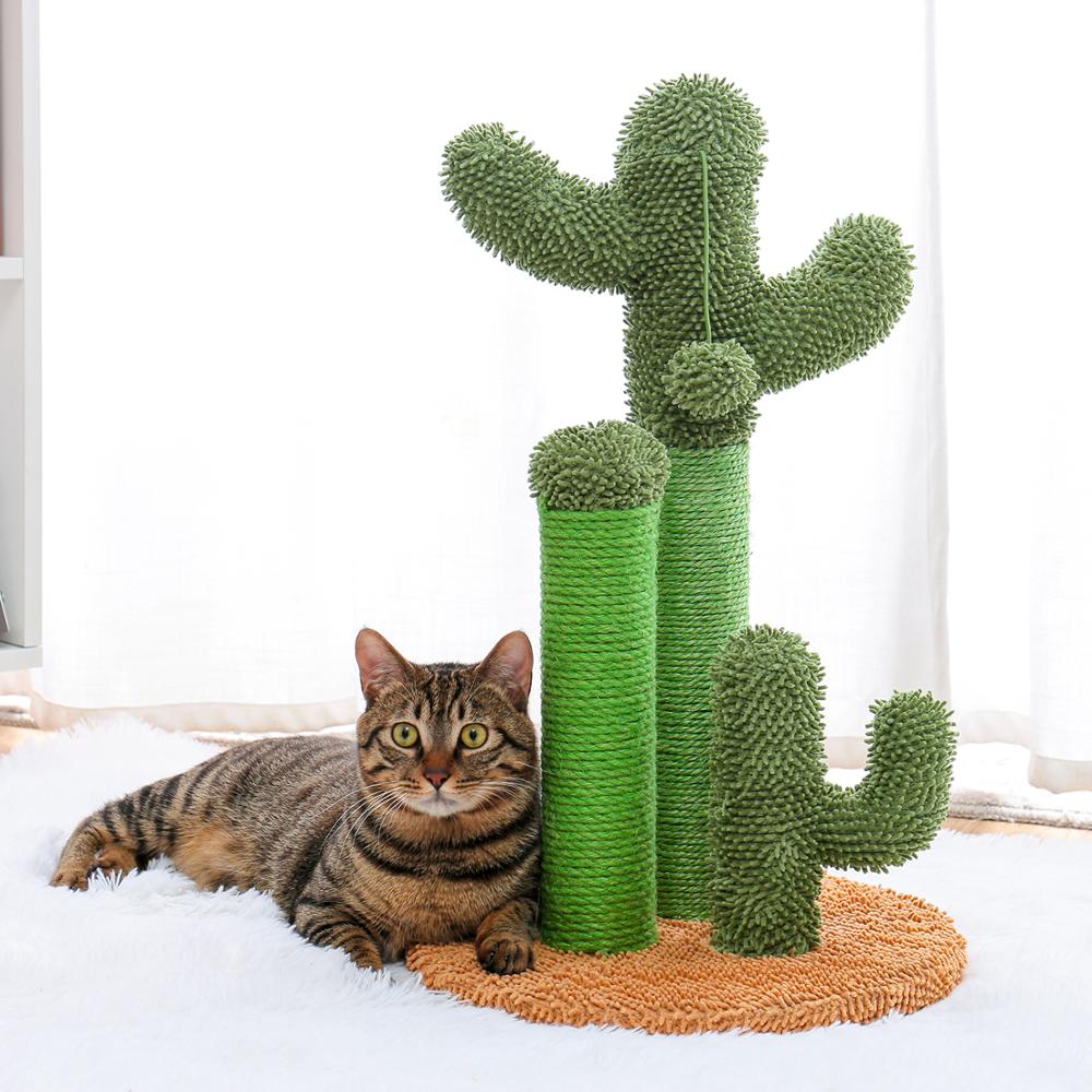 Adequate Cactus Cat Scratching Post with Sisal Rope Cat Scratcher Cactus for Young and Adult Cats climbing frame