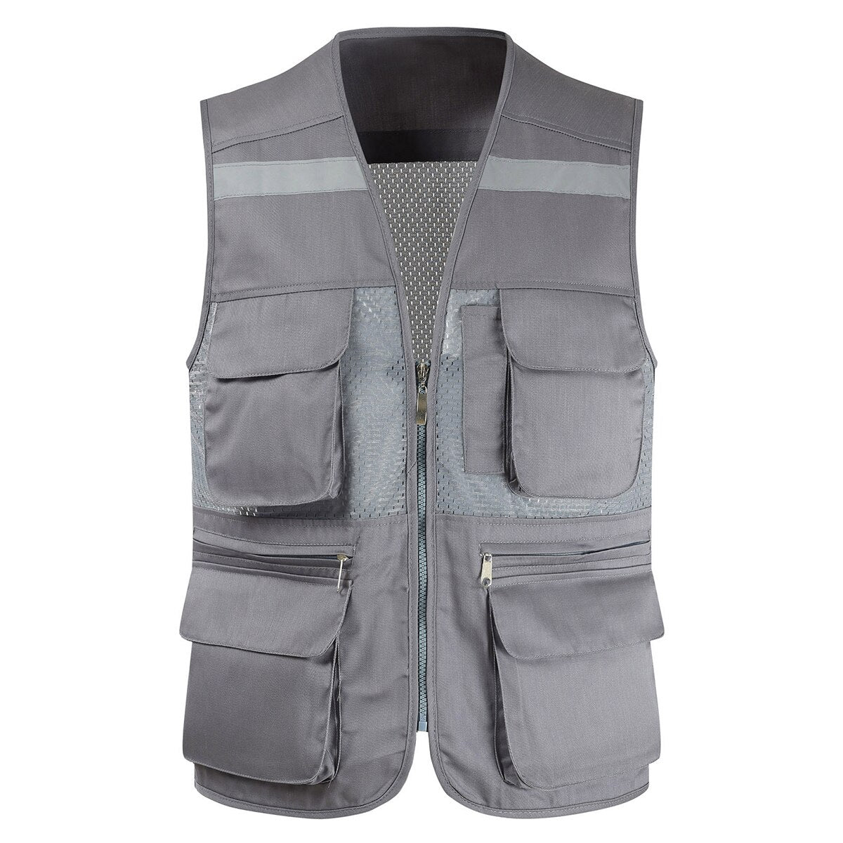 Men&#39;s Vest Tool Coat Fashion Summer Photographer Waistcoat Mesh Work Sleeveless Jacket Tool Many Pocket Vest Male