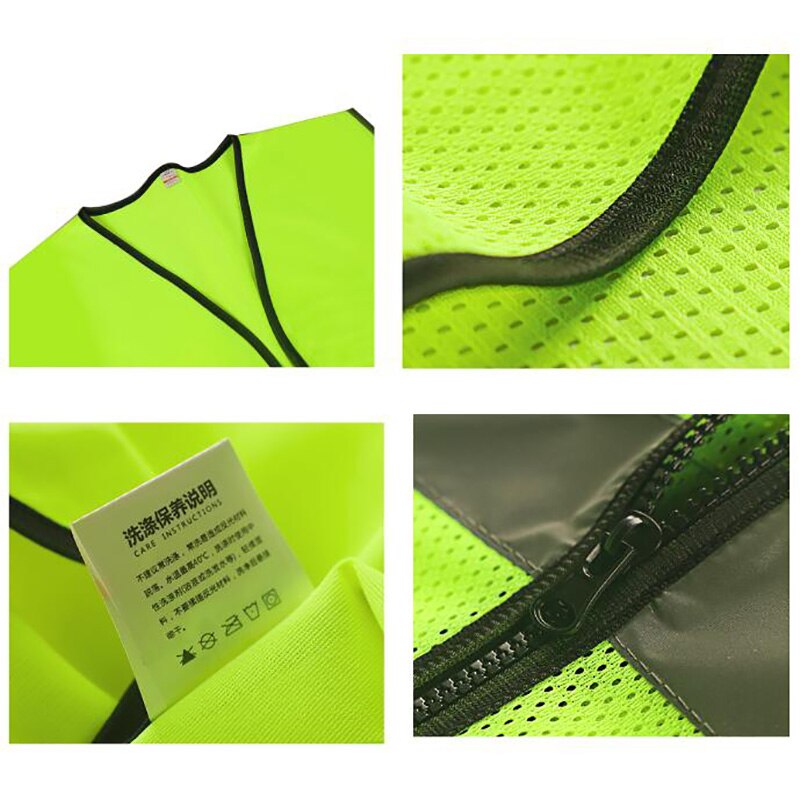 Reflective Construction Safety Vest Work Working Vest Men Workwear with Front Zipper Security Vest Uniform Cargo Vest Men