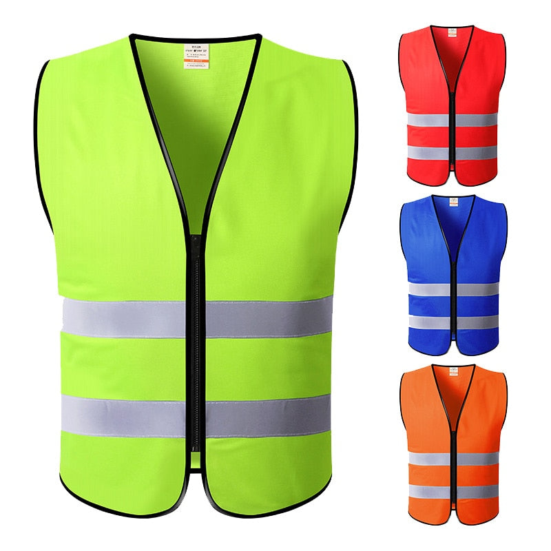 Reflective Construction Safety Vest Work Working Vest Men Workwear with Front Zipper Security Vest Uniform Cargo Vest Men