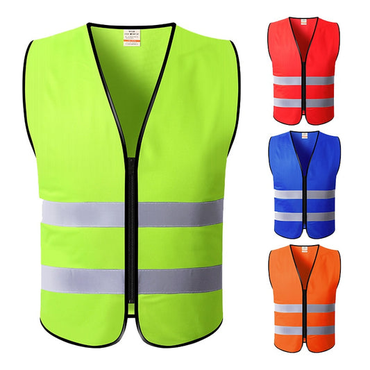 Reflective Construction Safety Vest Work Working Vest Men Workwear with Front Zipper Security Vest Uniform Cargo Vest Men