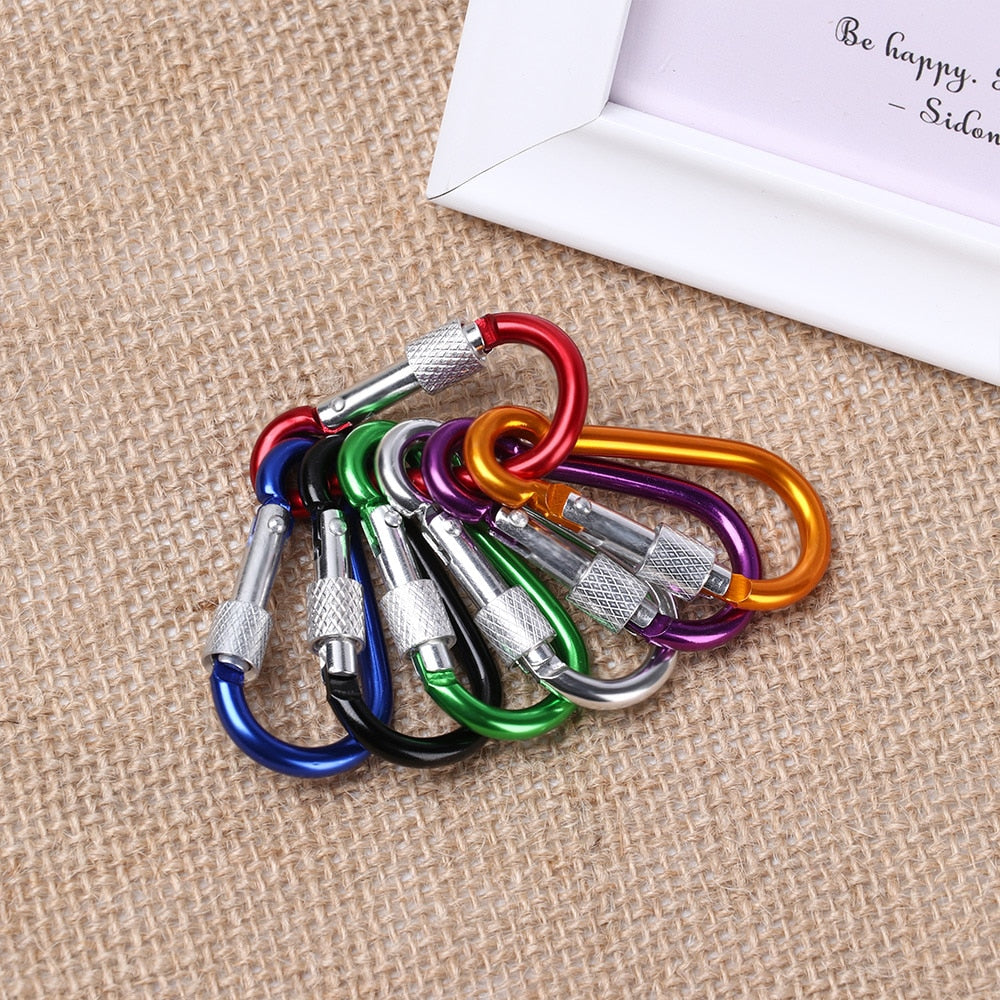 10pcs Outdoor Sports Multi Colors Aluminium Alloy Safety Buckle Keychain Climbing Button Carabiner Camping Hiking Hook