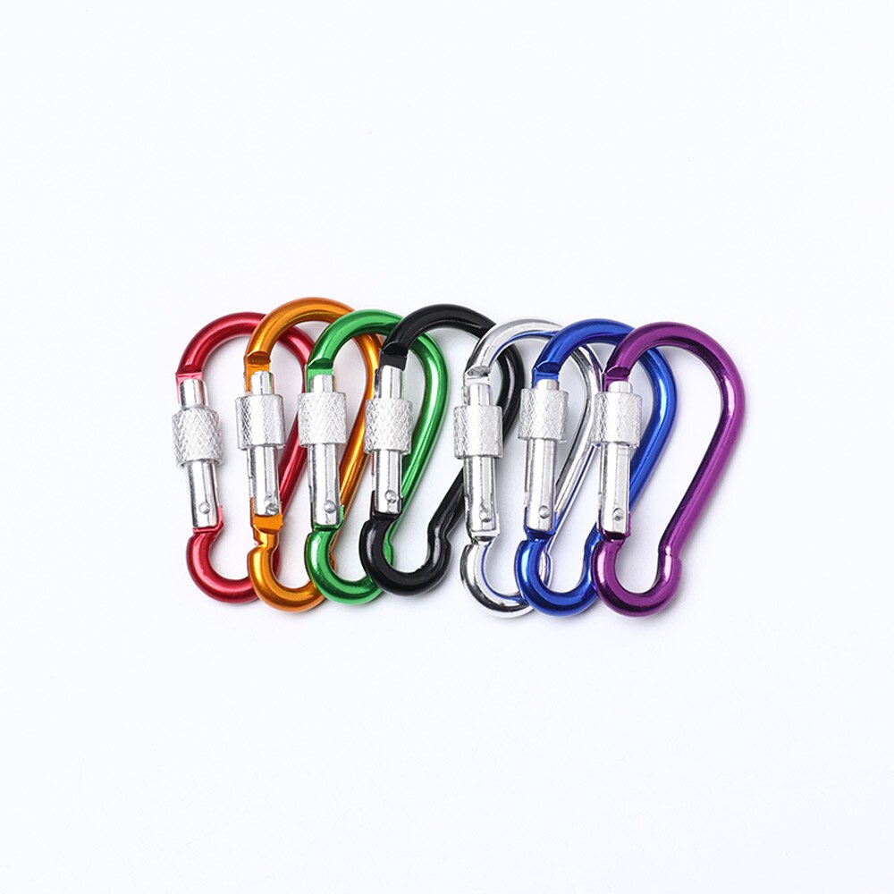 10pcs Outdoor Sports Multi Colors Aluminium Alloy Safety Buckle Keychain Climbing Button Carabiner Camping Hiking Hook