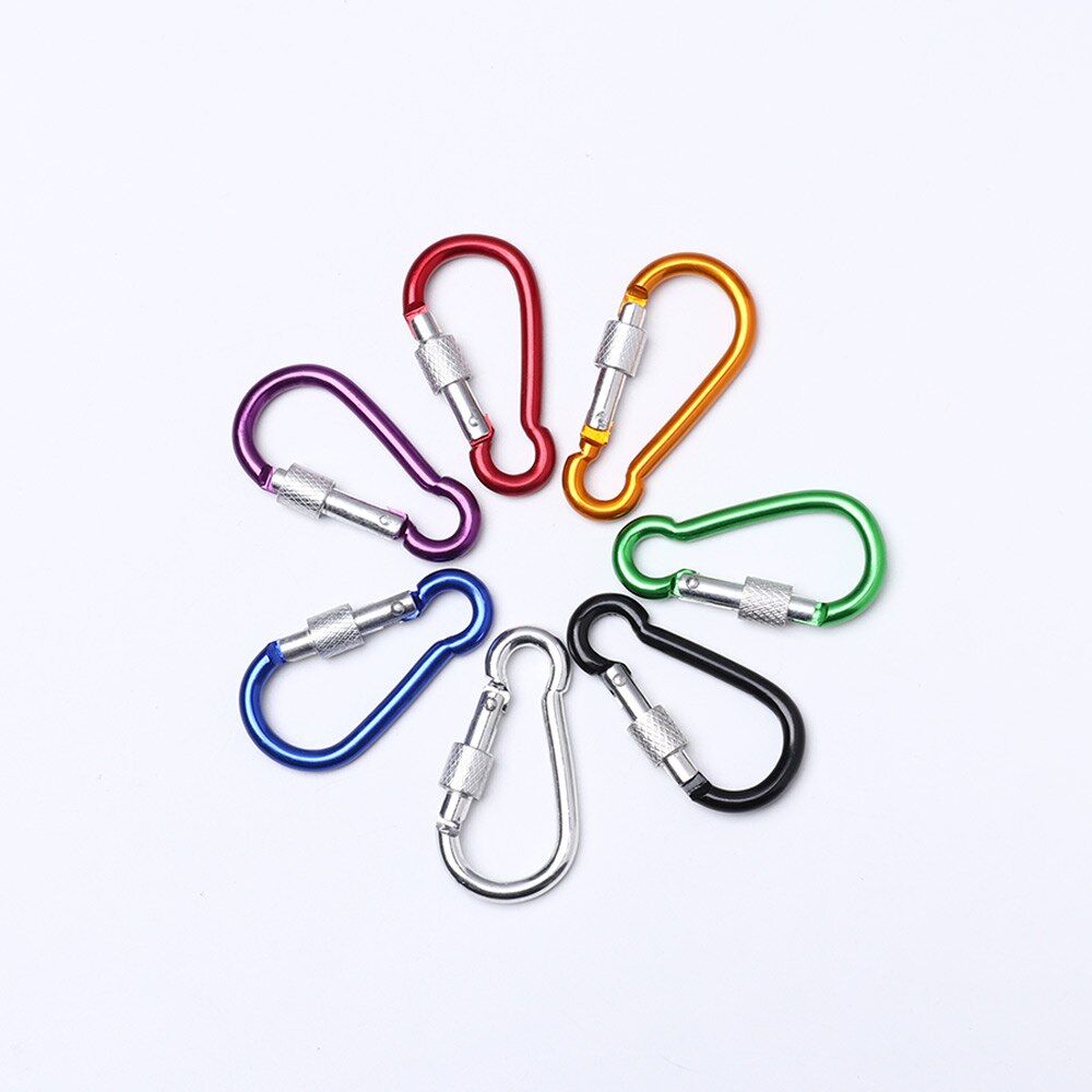 10pcs Outdoor Sports Multi Colors Aluminium Alloy Safety Buckle Keychain Climbing Button Carabiner Camping Hiking Hook