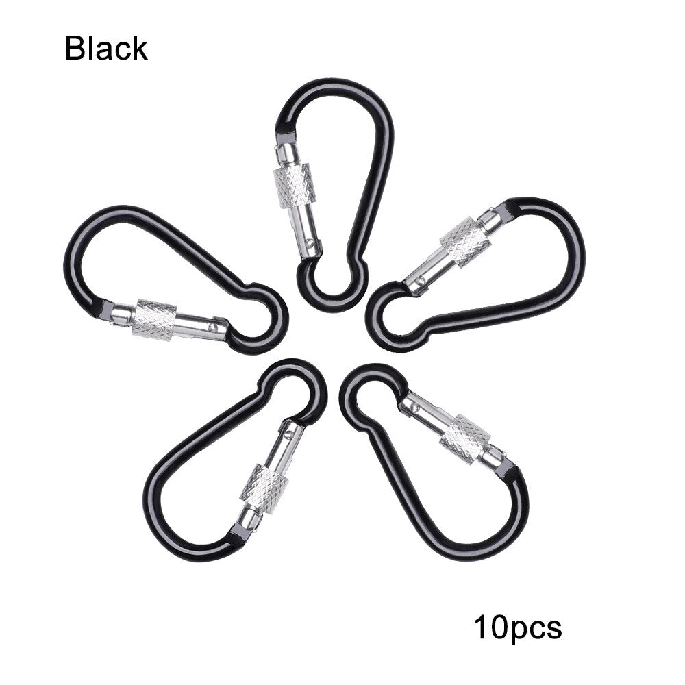 10pcs Outdoor Sports Multi Colors Aluminium Alloy Safety Buckle Keychain Climbing Button Carabiner Camping Hiking Hook