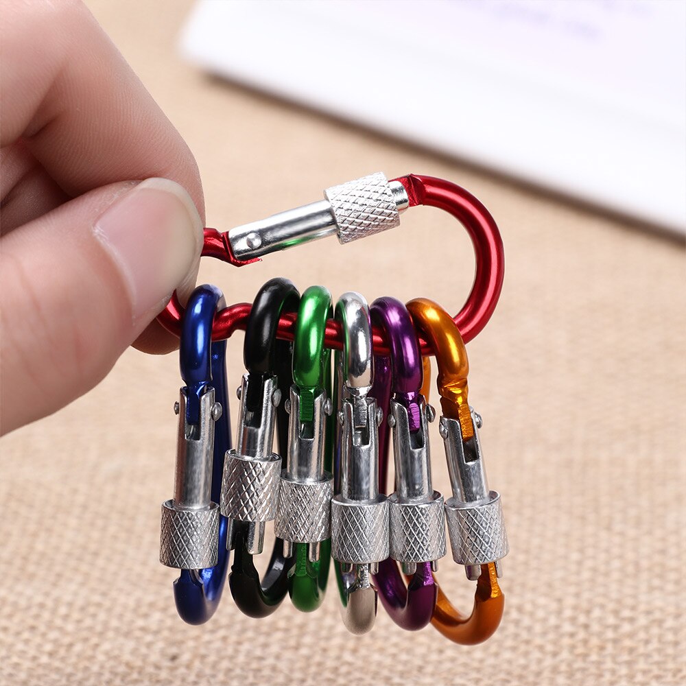 10pcs Outdoor Sports Multi Colors Aluminium Alloy Safety Buckle Keychain Climbing Button Carabiner Camping Hiking Hook