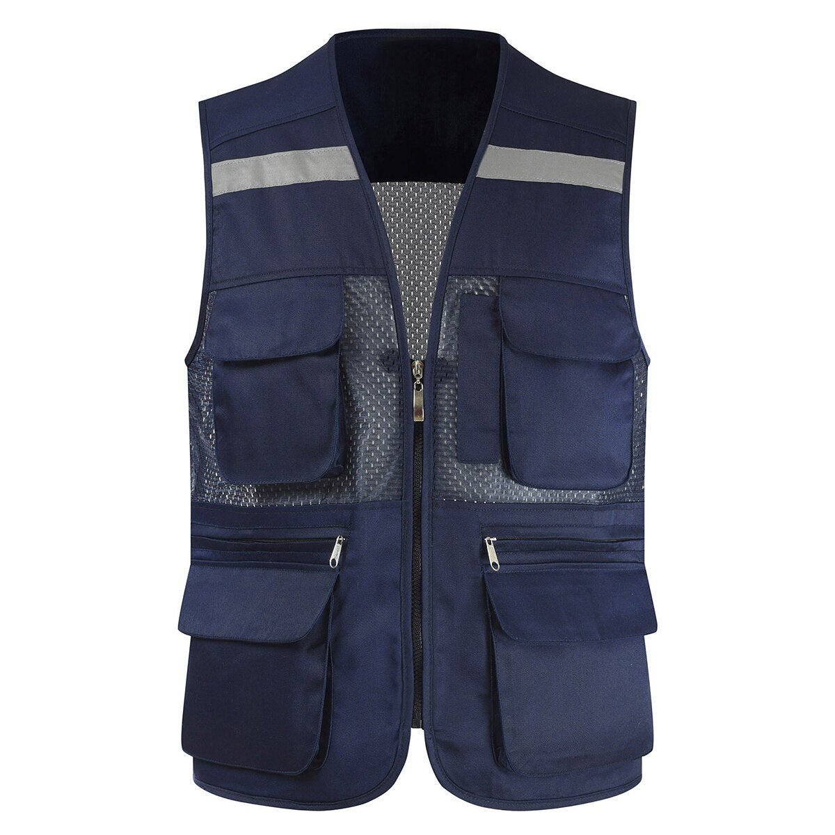 Men&#39;s Vest Tool Coat Fashion Summer Photographer Waistcoat Mesh Work Sleeveless Jacket Tool Many Pocket Vest Male