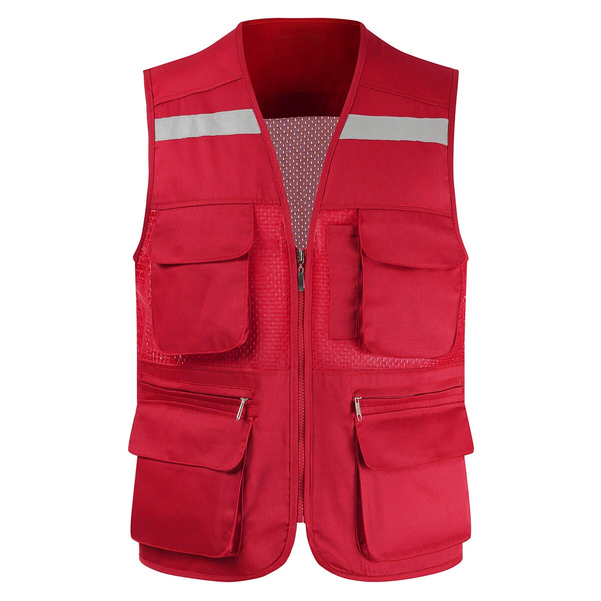 Men&#39;s Vest Tool Coat Fashion Summer Photographer Waistcoat Mesh Work Sleeveless Jacket Tool Many Pocket Vest Male