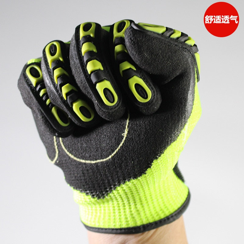 Cut Resistant Anti Vibration Safety Work Glove with TPR Mechanics Industry Working Gloves ANSI Cut Level A6.