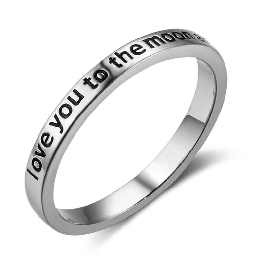 I Love You To The Moon And Back Silver Color Rings for Women Vintage Style Rings Accessories Good Jewelry Gifts
