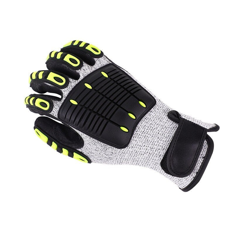 Heavy Duty Cut Resistant Gloves Anti Impact Vibration Oil Safety Work Gloves Anti Cut Shock Absorbing TPR Mechanical Impact Resi