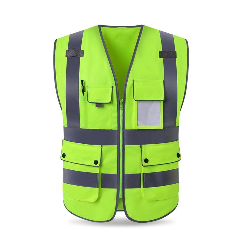 Blue Safety Vest Reflective With Zipper and Pockets