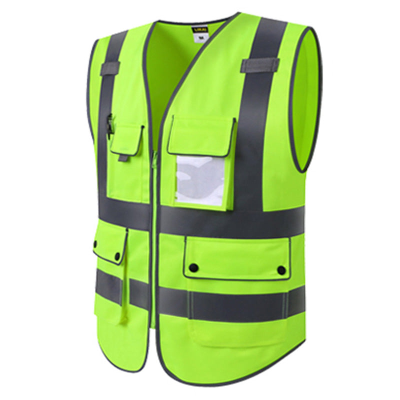 Blue Safety Vest Reflective With Zipper and Pockets