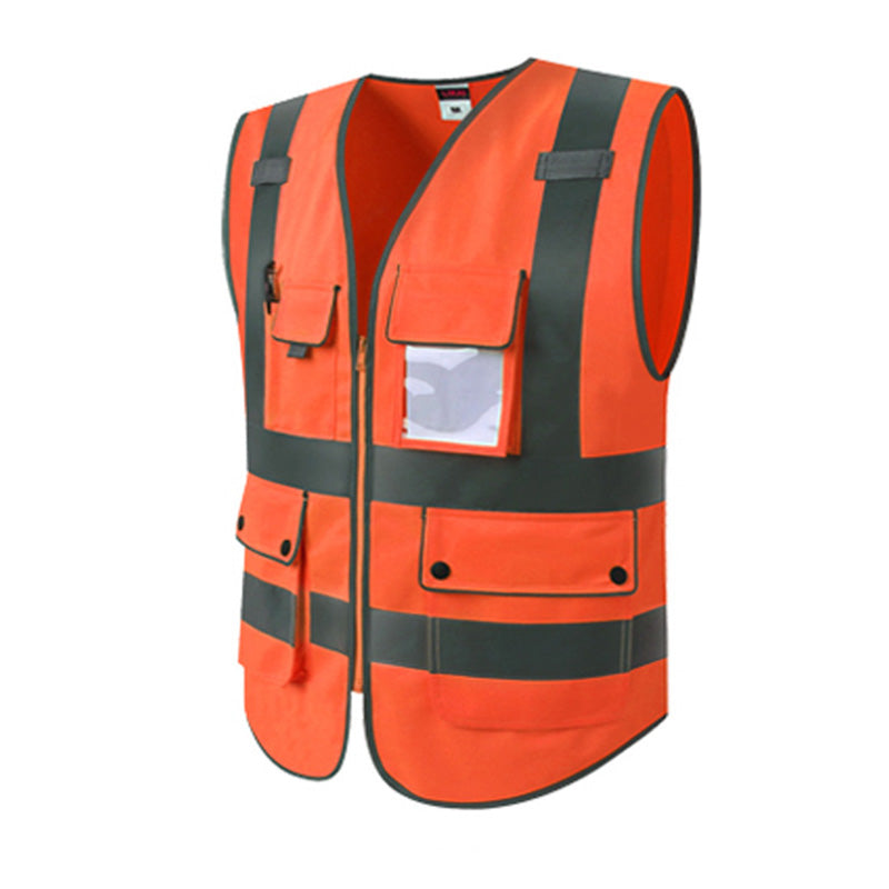 Blue Safety Vest Reflective With Zipper and Pockets