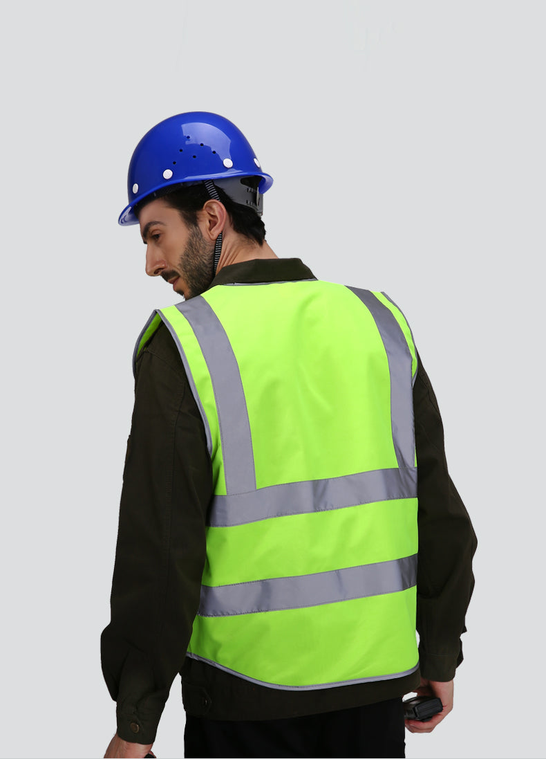 Blue Safety Vest Reflective With Zipper and Pockets