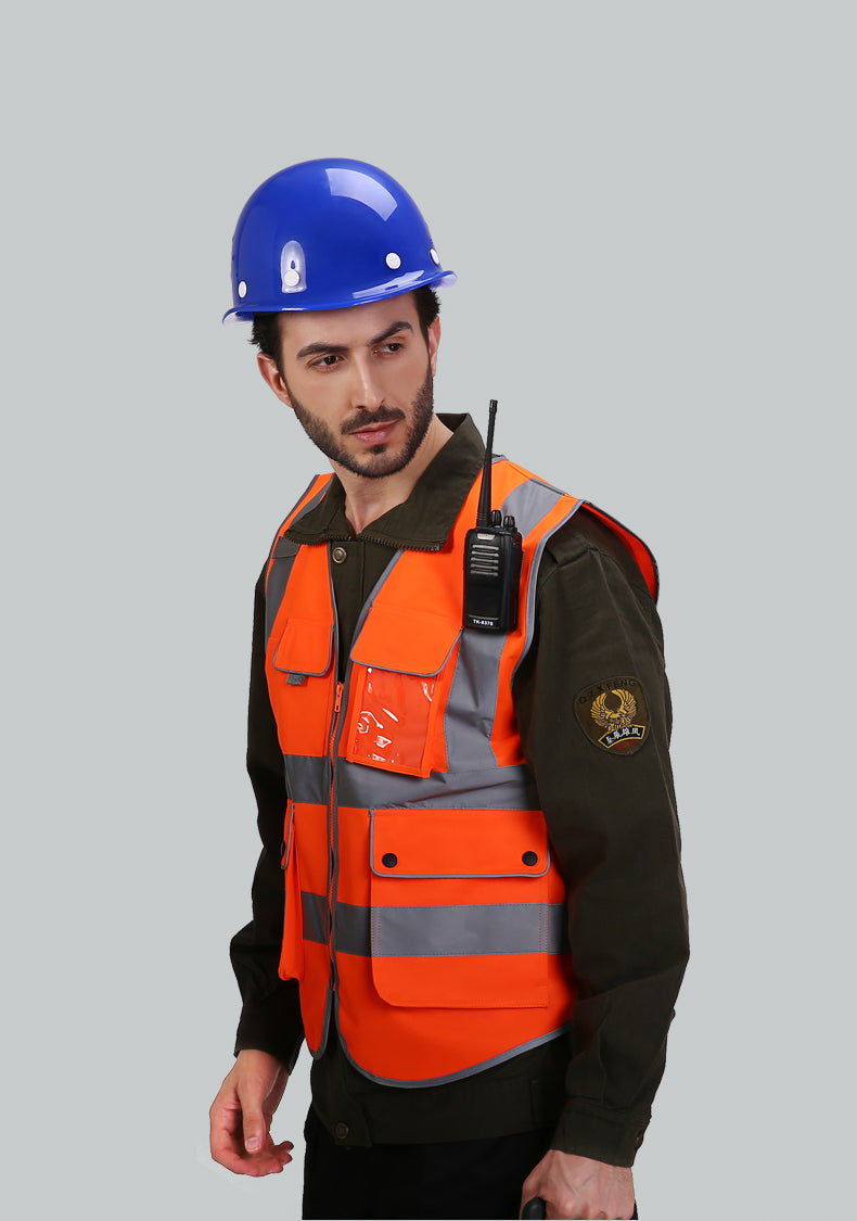 Blue Safety Vest Reflective With Zipper and Pockets