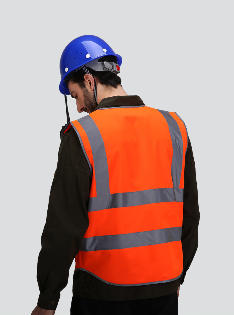 Blue Safety Vest Reflective With Zipper and Pockets