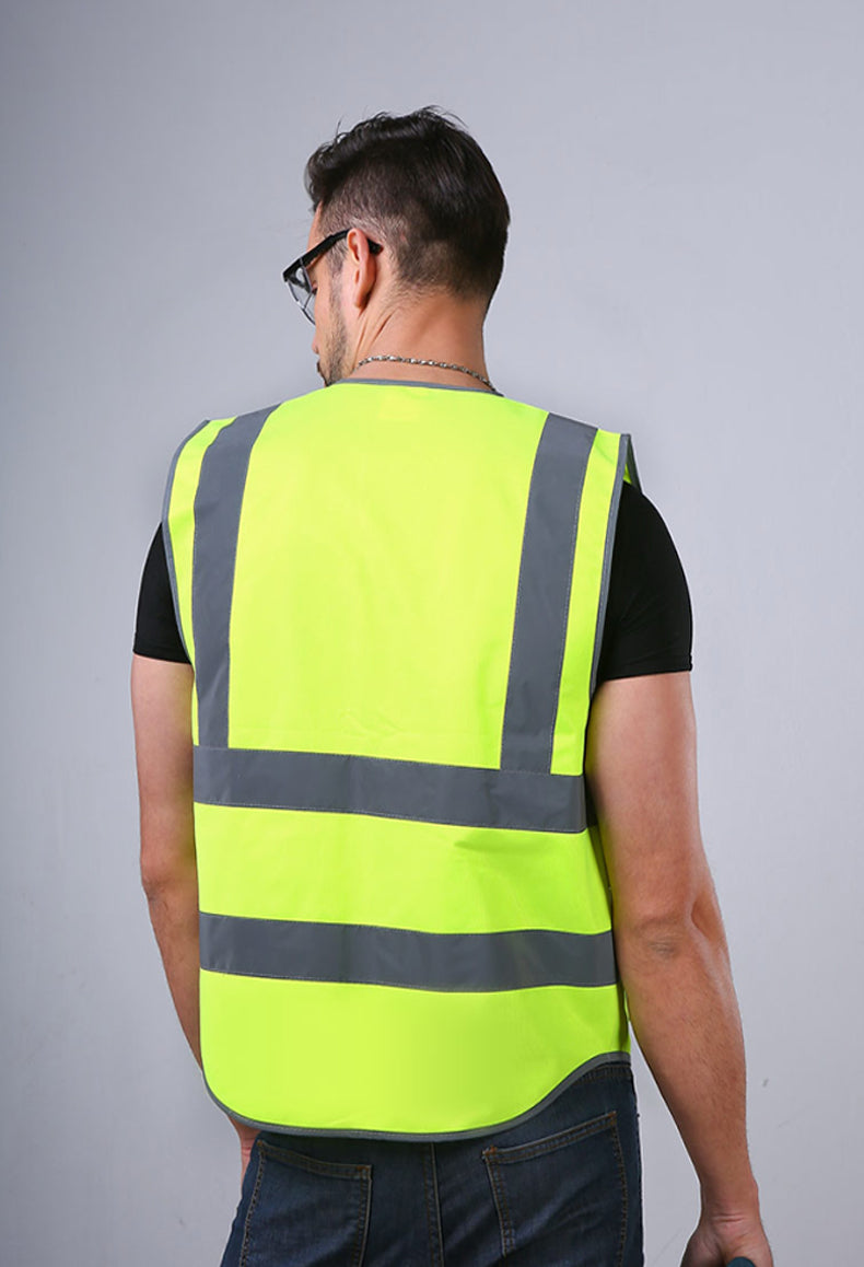 Blue Safety Vest Reflective With Zipper and Pockets