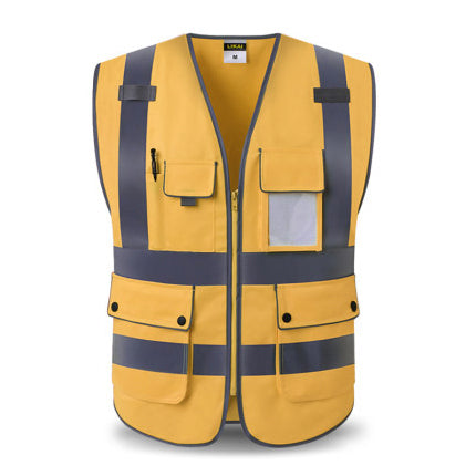 Blue Safety Vest Reflective With Zipper and Pockets