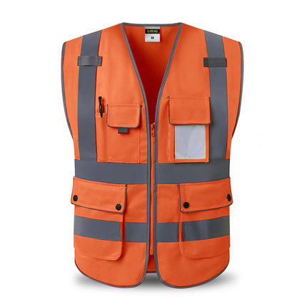 Blue Safety Vest Reflective With Zipper and Pockets