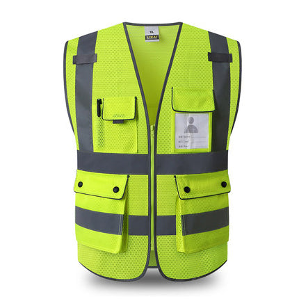 Blue Safety Vest Reflective With Zipper and Pockets