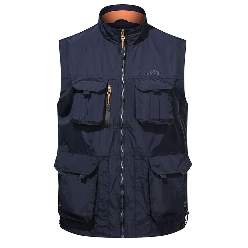 Many Pocket Mesh Work Sleeveless Vest Coat