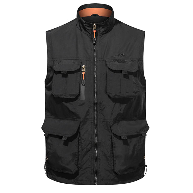 Many Pocket Mesh Work Sleeveless Vest Coat