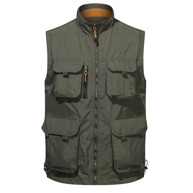 Many Pocket Mesh Work Sleeveless Vest Coat