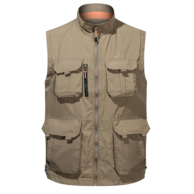 Many Pocket Mesh Work Sleeveless Vest Coat